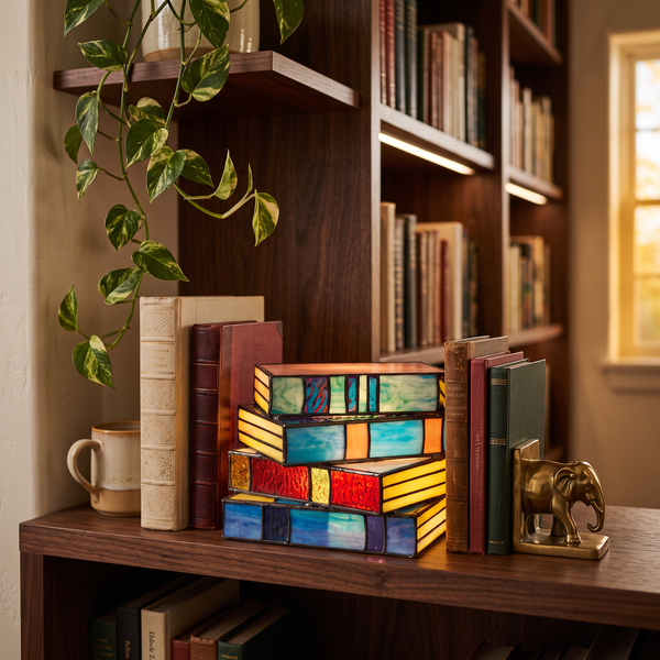Folio Stained Glass Book Lamp