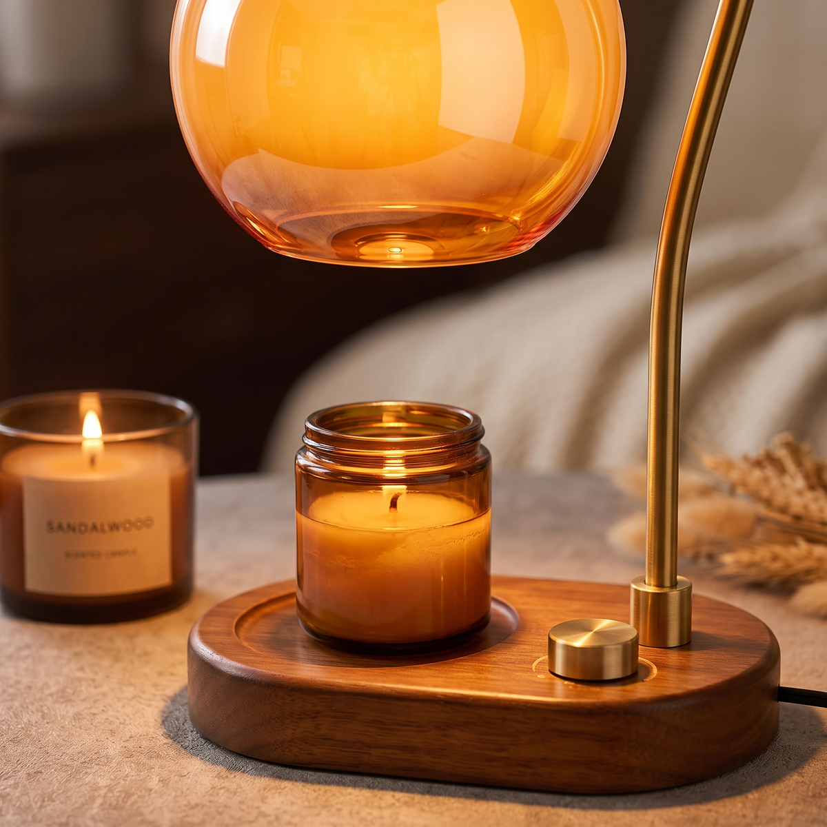 Wax warmer, candle melter and table lamp in one