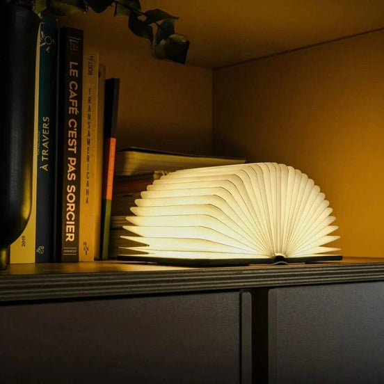 Vaelo Home Lumibook Book Lamp – 360° Foldable Rechargeable Wooden Book Light