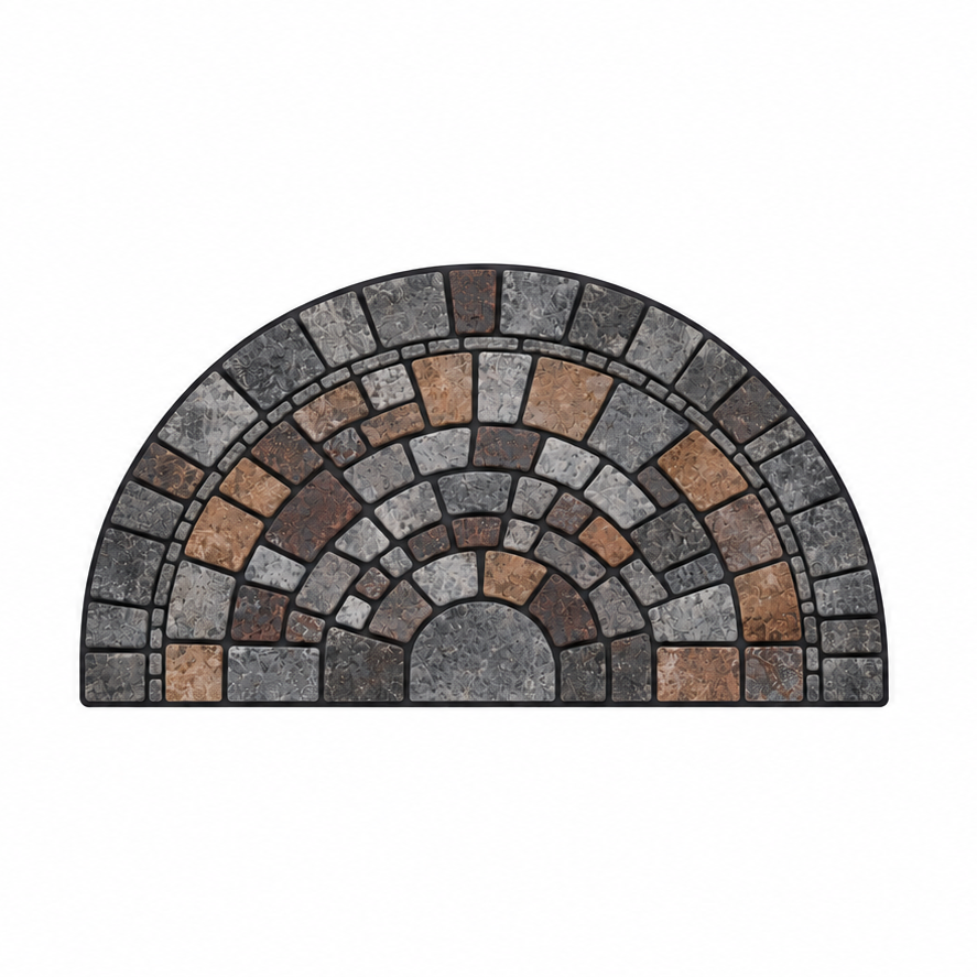 Vaelo Home Mosaica Half Moon Door Mat – Mosaic Indoor Outdoor Entrance Rug with Non-Slip Backing