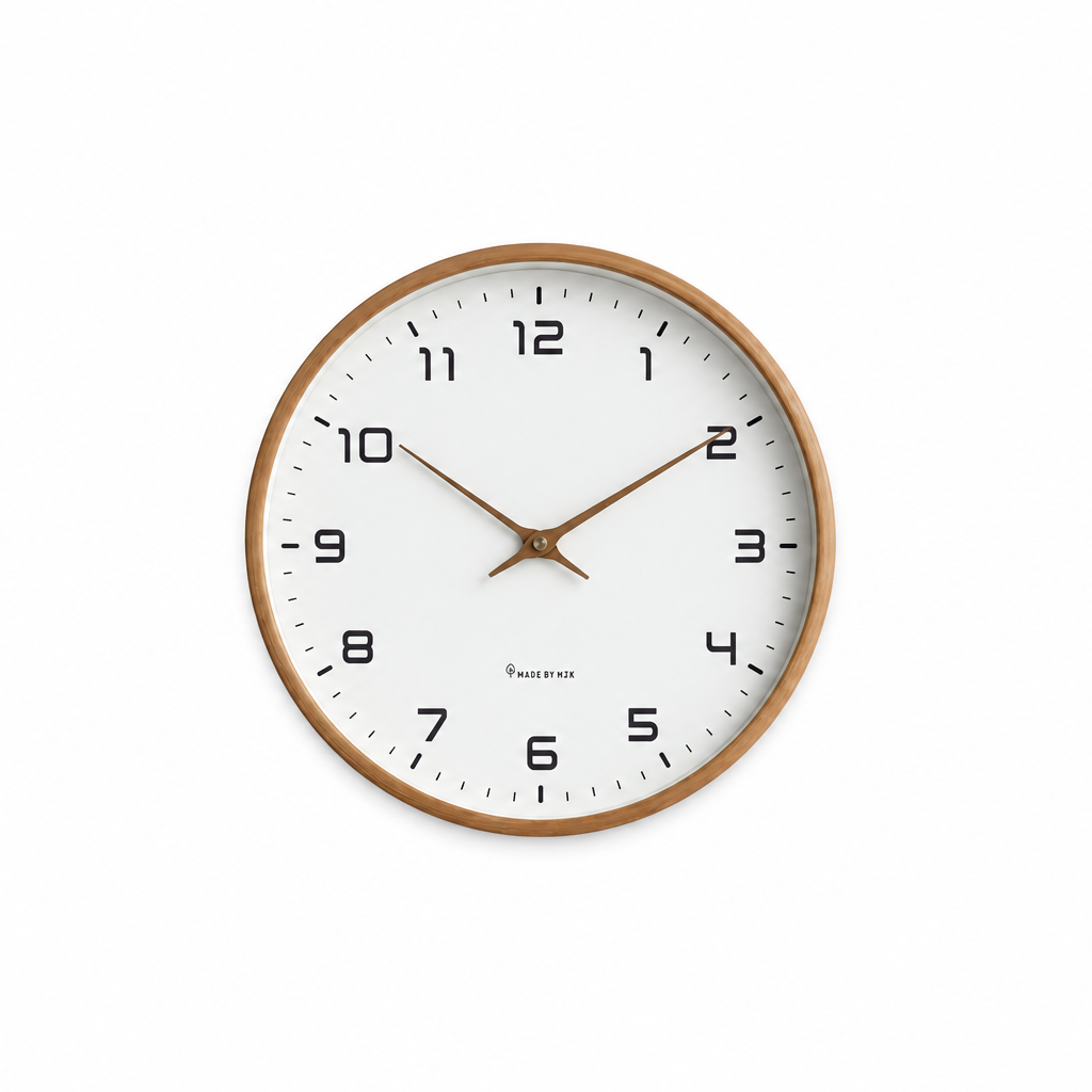Vaelo Home Klokka Wooden Wall Clock – Silent Nordic Clock with Minimalist Frame