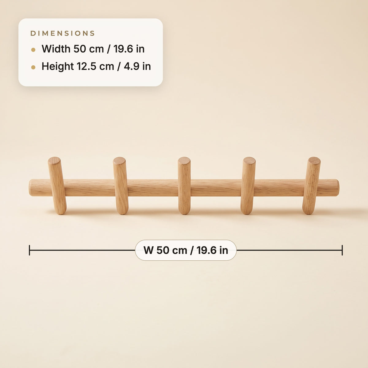 Maeve solid oak wall rack dimensions