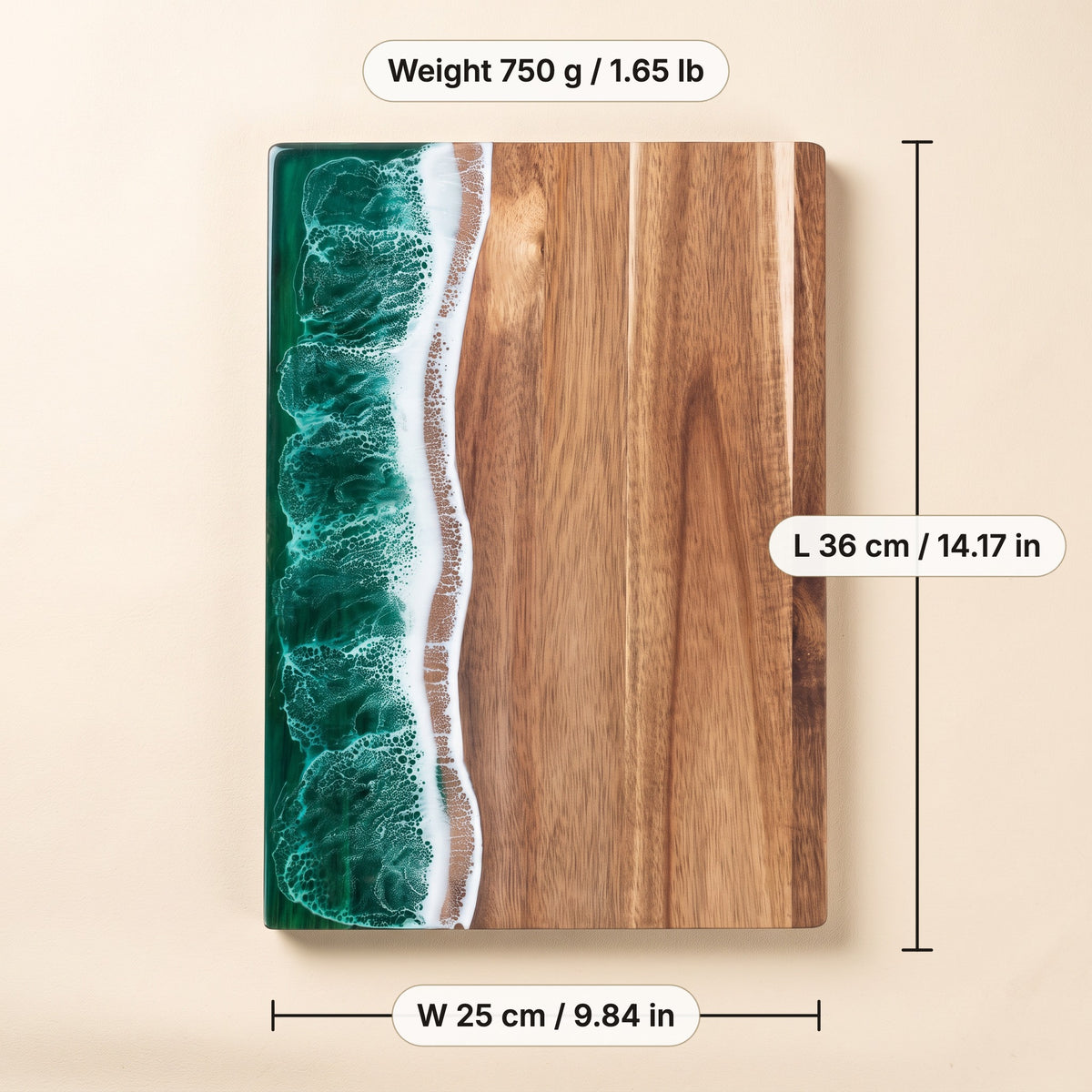Ocean wave resin board dimensions