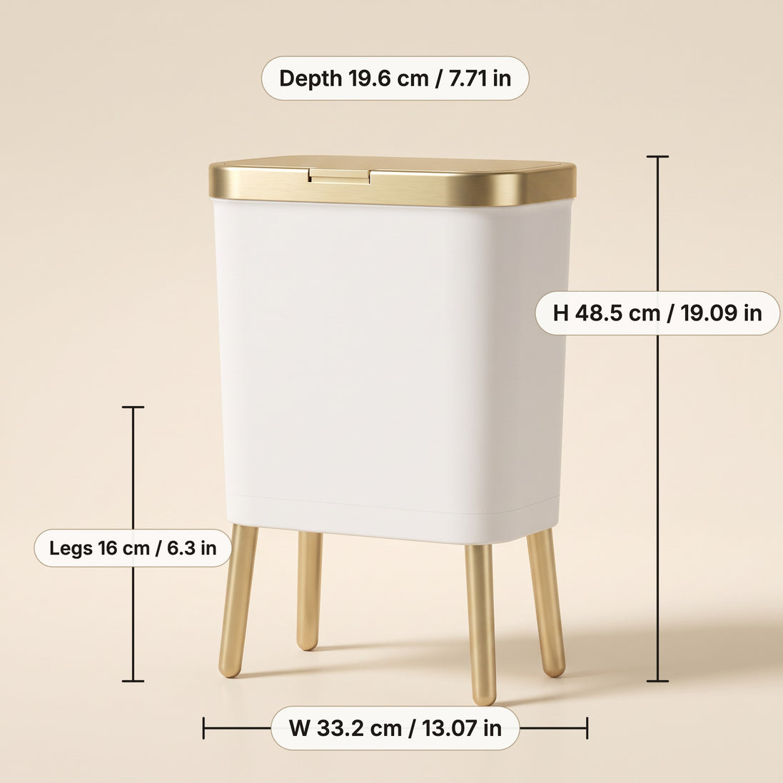 15L trash can dimensions
