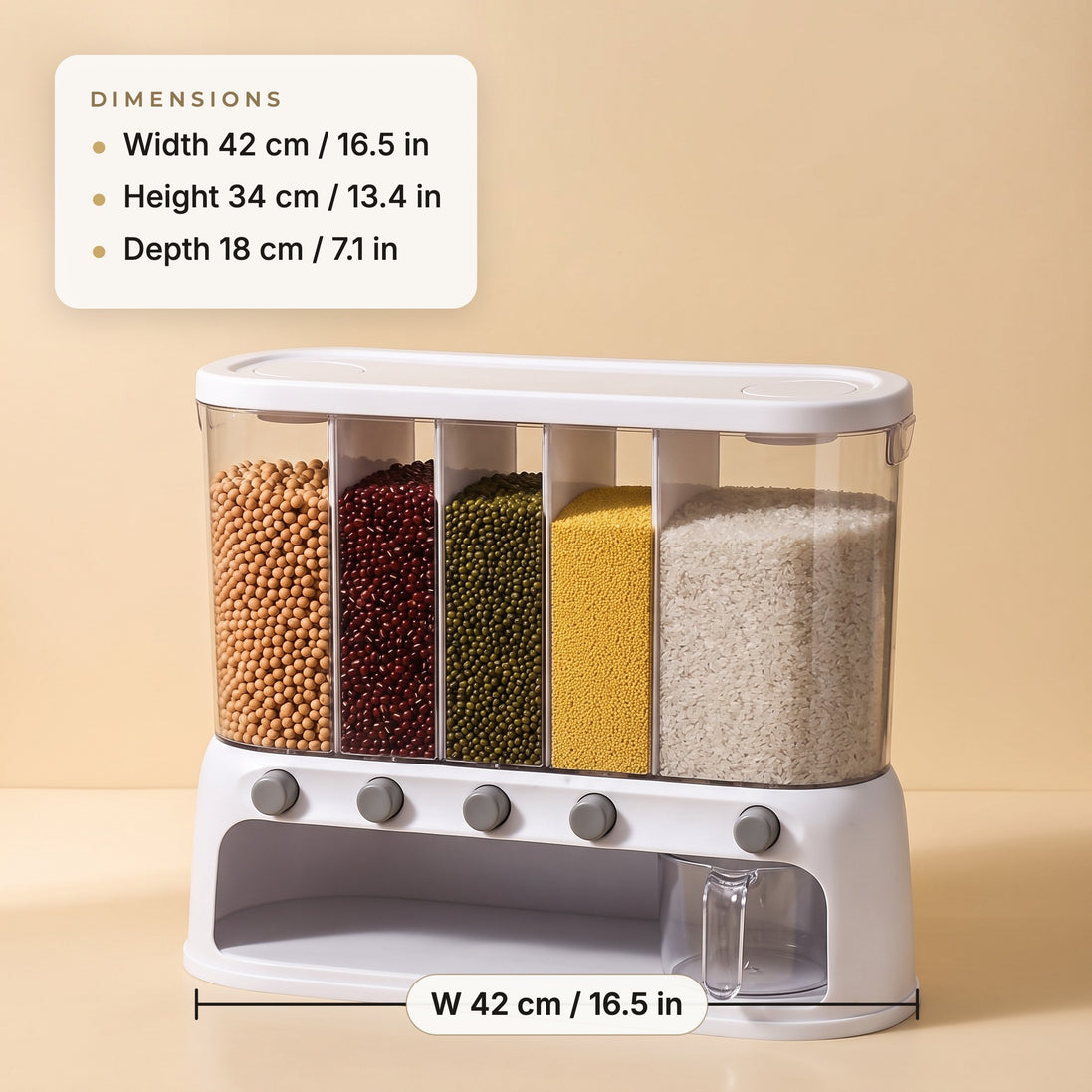 Grain storage container dimensions
