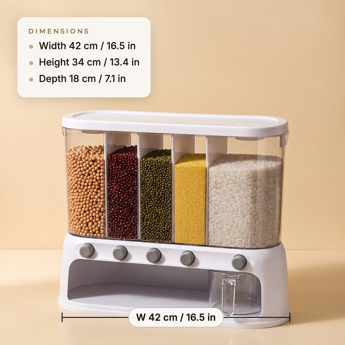 Grain storage container dimensions