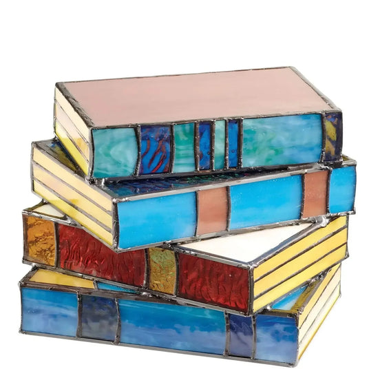 Vaelo Home Folio Stained Glass Book Lamp – Handcrafted Decorative Table Light