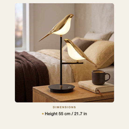 Golden Birdlight Lamp dimensions: height 55 cm / 21.7 in