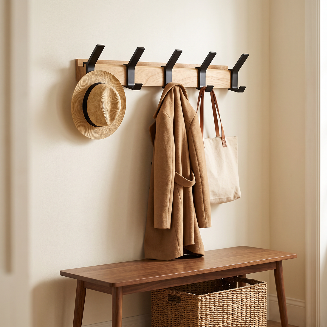 Nordic Coat Rack in an entryway
