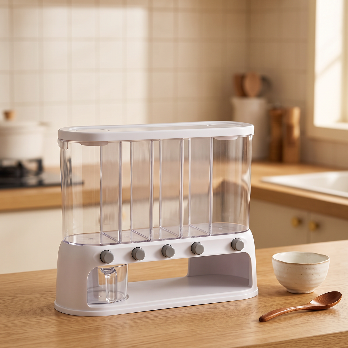 Grain Storage Container filled on a kitchen counter