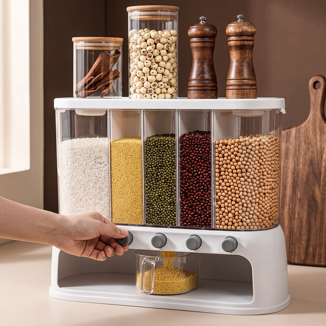 Dispensing grains from the Grain Storage Container