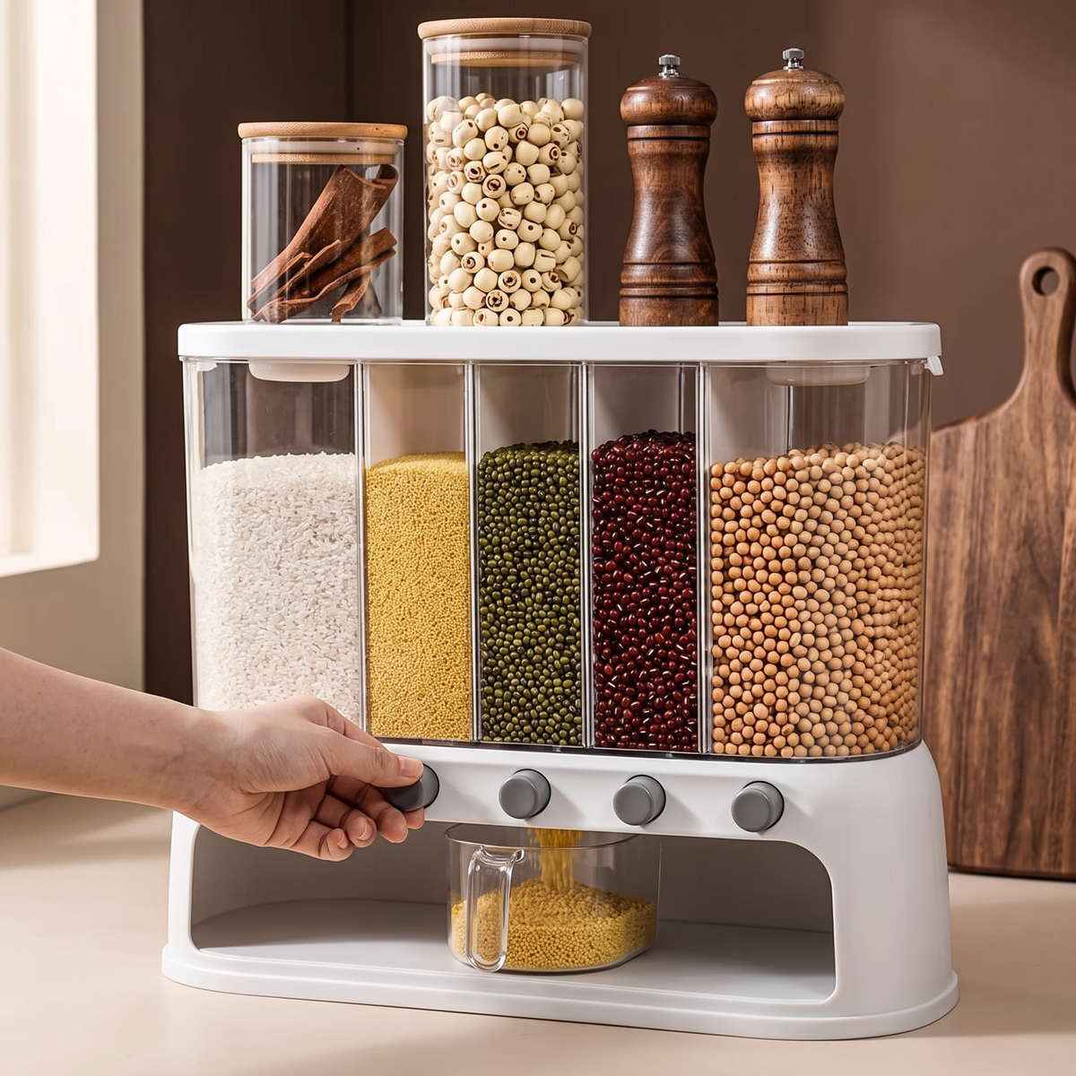 Dispensing grains from the Grain Storage Container