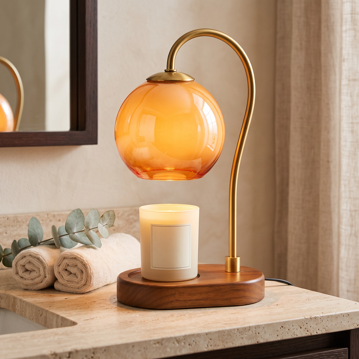 Candle Warmer Lamp in a spa bathroom