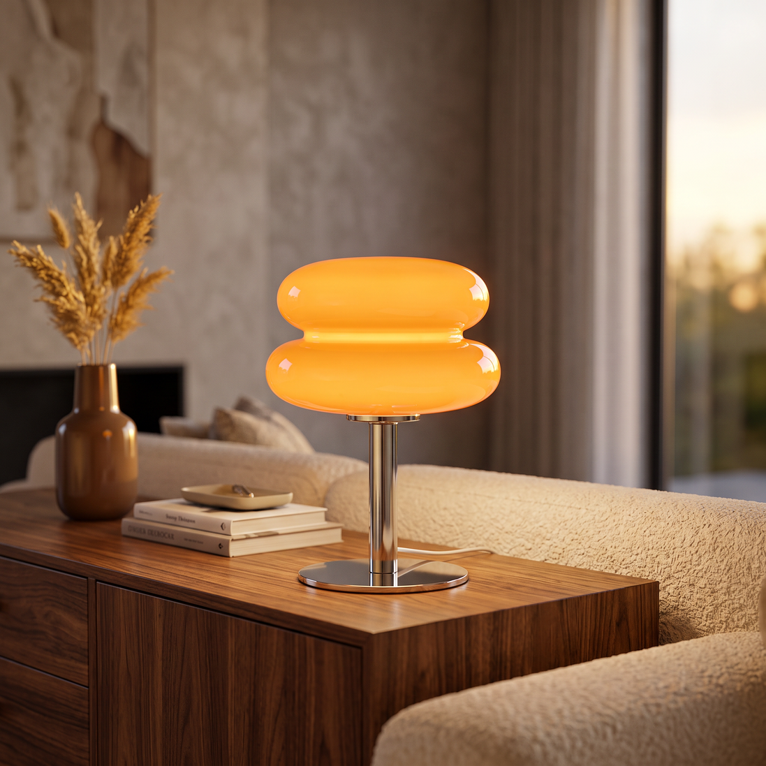 Italian Glass Table Lamp in orange