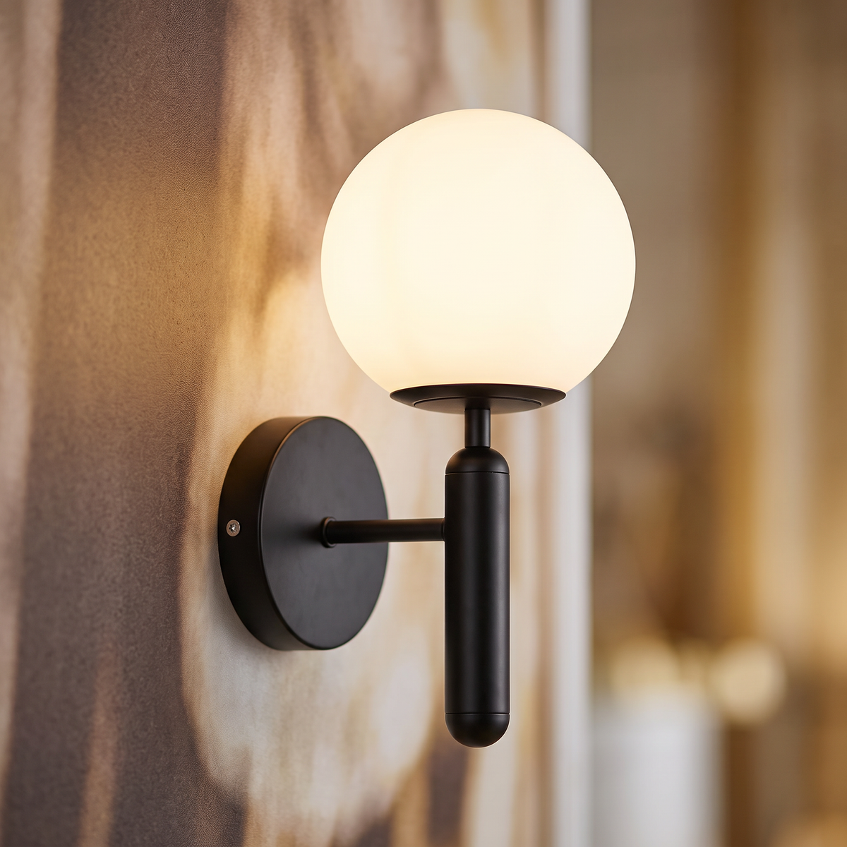Close-up of the Glass Globe Wall Sconce opal globe