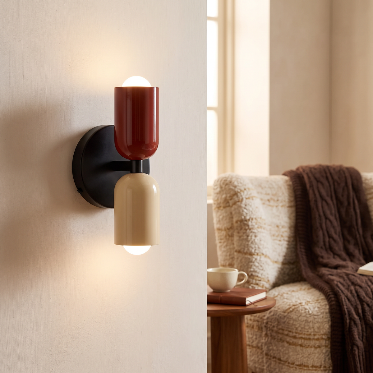 Colorful Bedside Wall Lamp in red & black