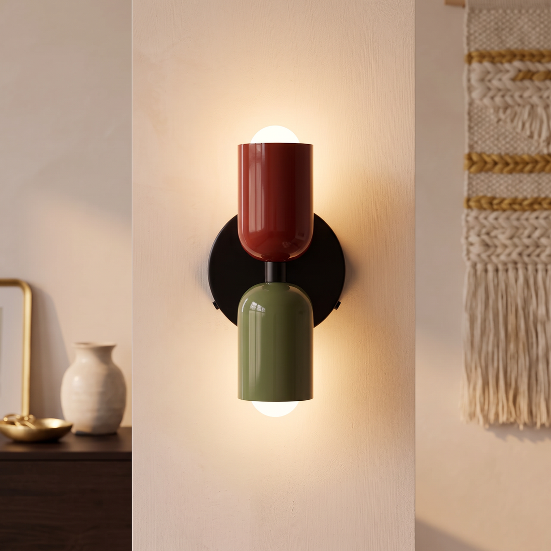 Colorful Bedside Wall Lamp in red & green