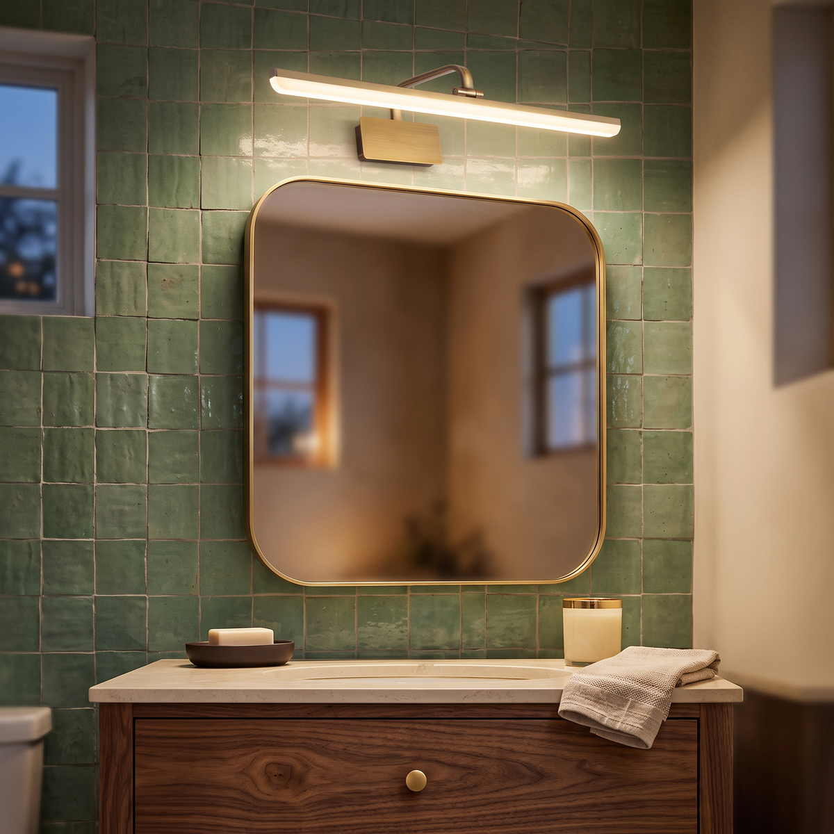 Aurelle Vanity Light in a powder room