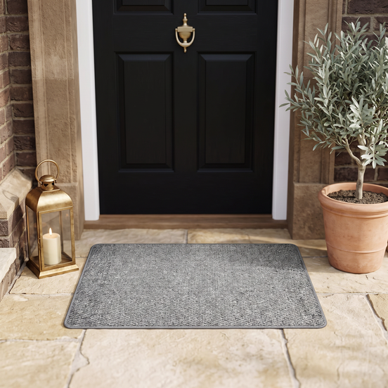 Avena Faux-Jute Doormat in grey