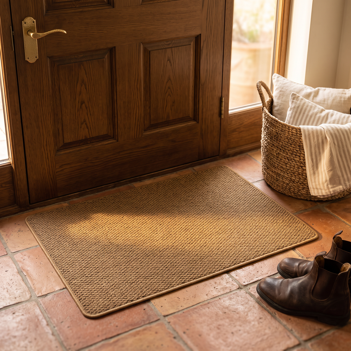Avena Faux-Jute Doormat in brown