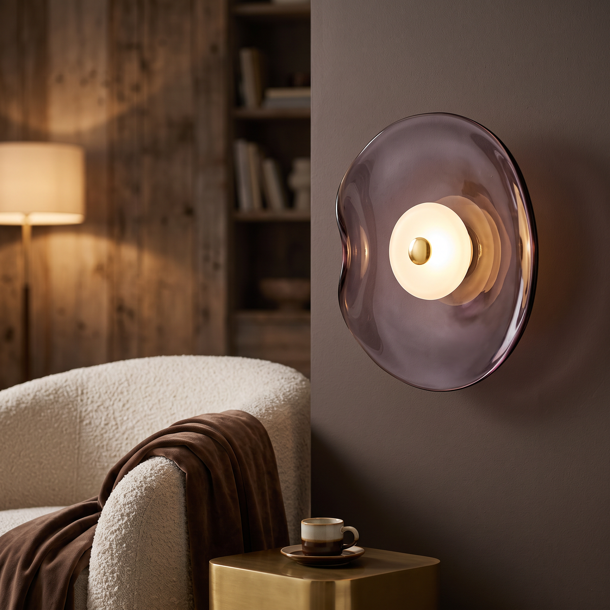 Auris Glass Wall Sconce in smoke purple