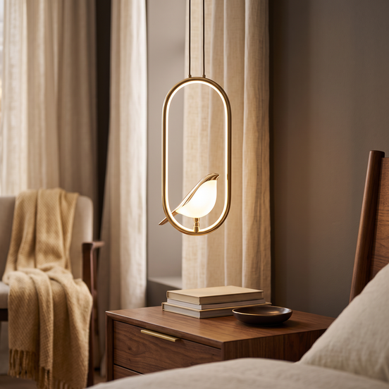 Aviora Bird Pendant gold oval