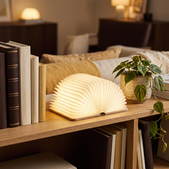Lumibook Table Lamp in natural wood