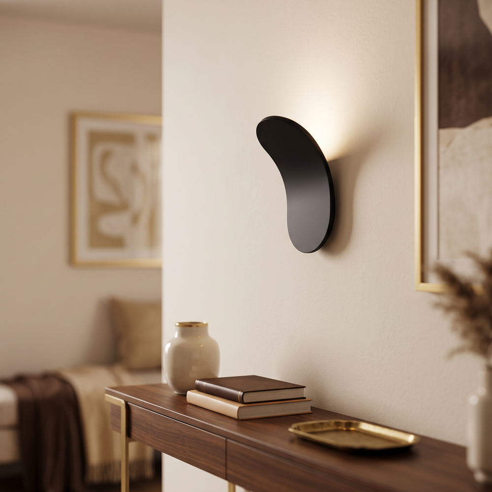 A soft wash of light on the wall.