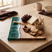 Ocean Wave Serving Board with green waves