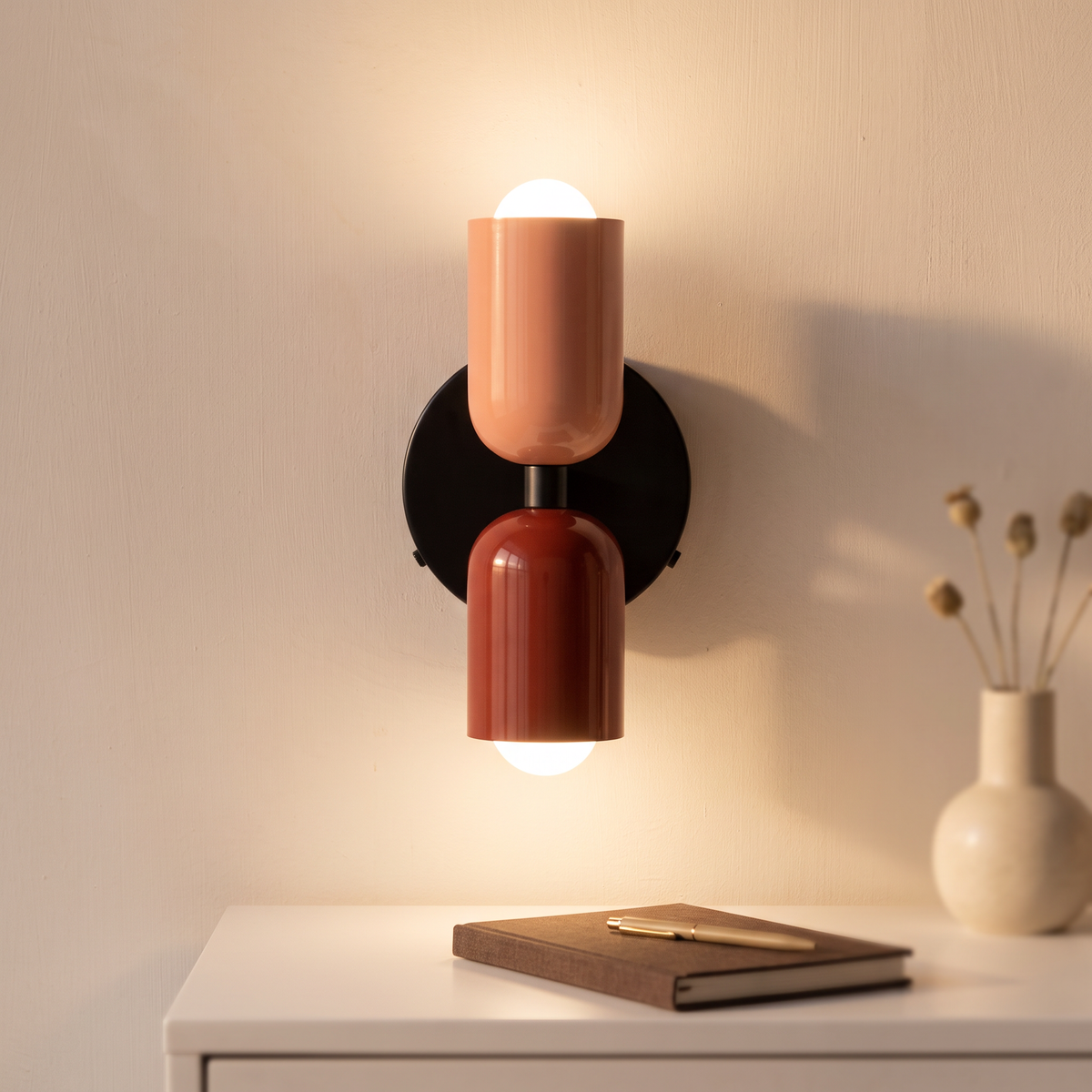Colorful Bedside Wall Lamp in pink & red