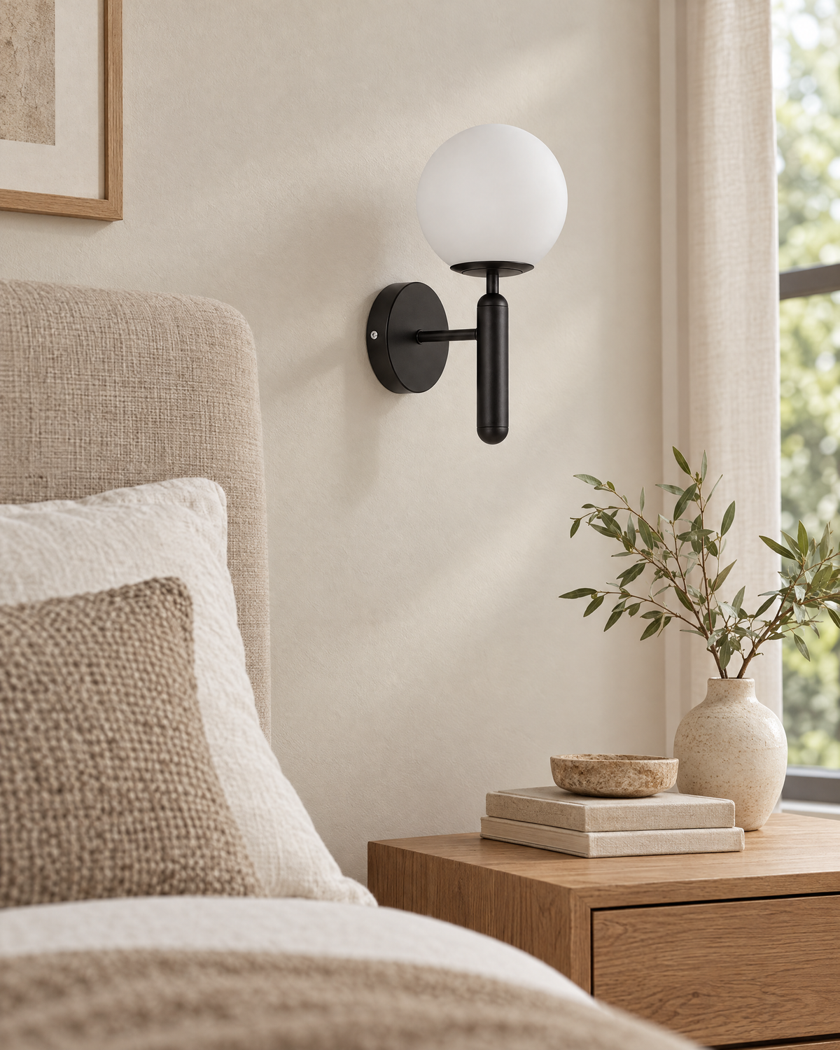Selene Glass Globe Wall Sconce switched off in daylight