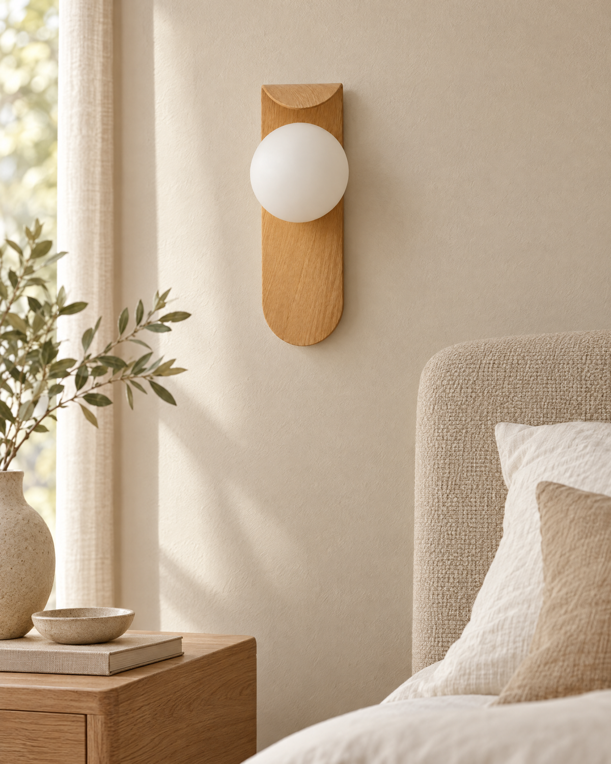 Icar Wooden LED Wall Lamp switched off in daylight