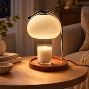 Ambrio Candle Warmer Lamp switched on at night