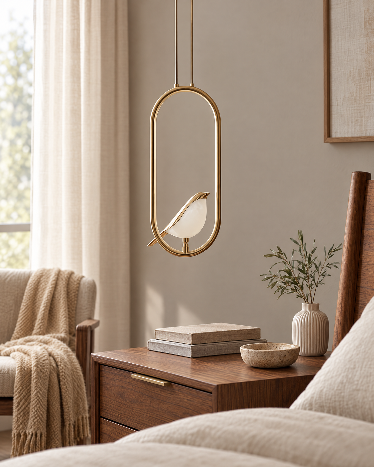 Aviora Bird Pendant Light switched off in daylight