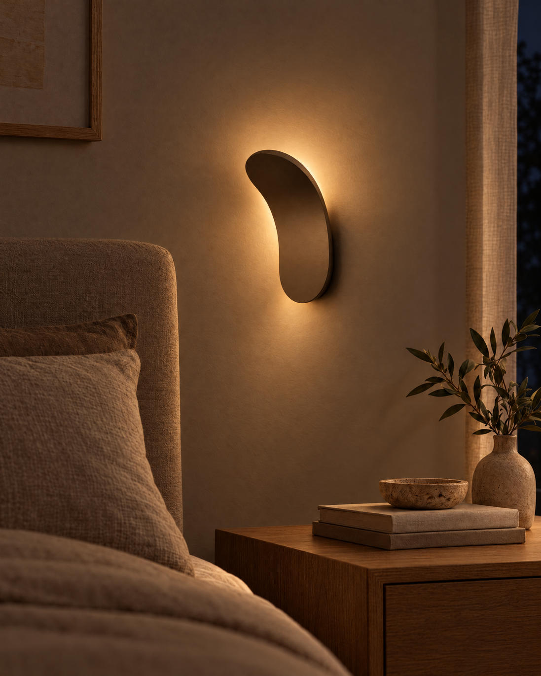 Nordessa LED Wall Lamp switched on at night