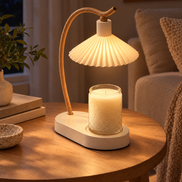 Vanessa Candle Warmer Lamp switched on at night