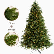 Linden Classic Christmas Tree with close-ups of its PE tips and PVC tips