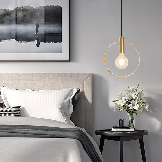 Vaelo Home Anelio Gold Ring Pendant Light – Minimal Single-Ring Metal Hanging Lamp