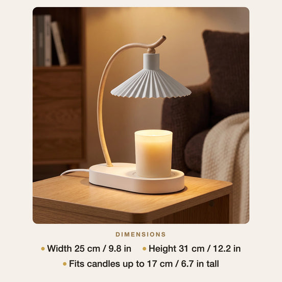 Vanessa Candle Warmer Lamp dimensions: width 25 cm / 9.8 in, height 31 cm / 12.2 in, fits candles up to 17 cm tall